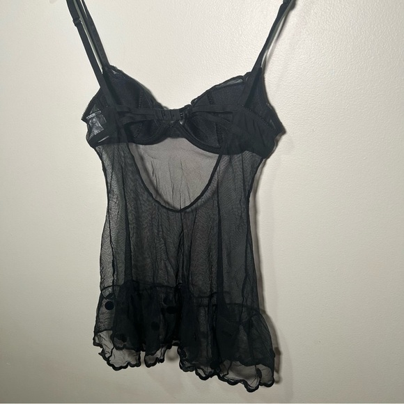 La Senza mesh coquette polkadot sequins Y2K babydoll lingerie S - Picture 6 of 7